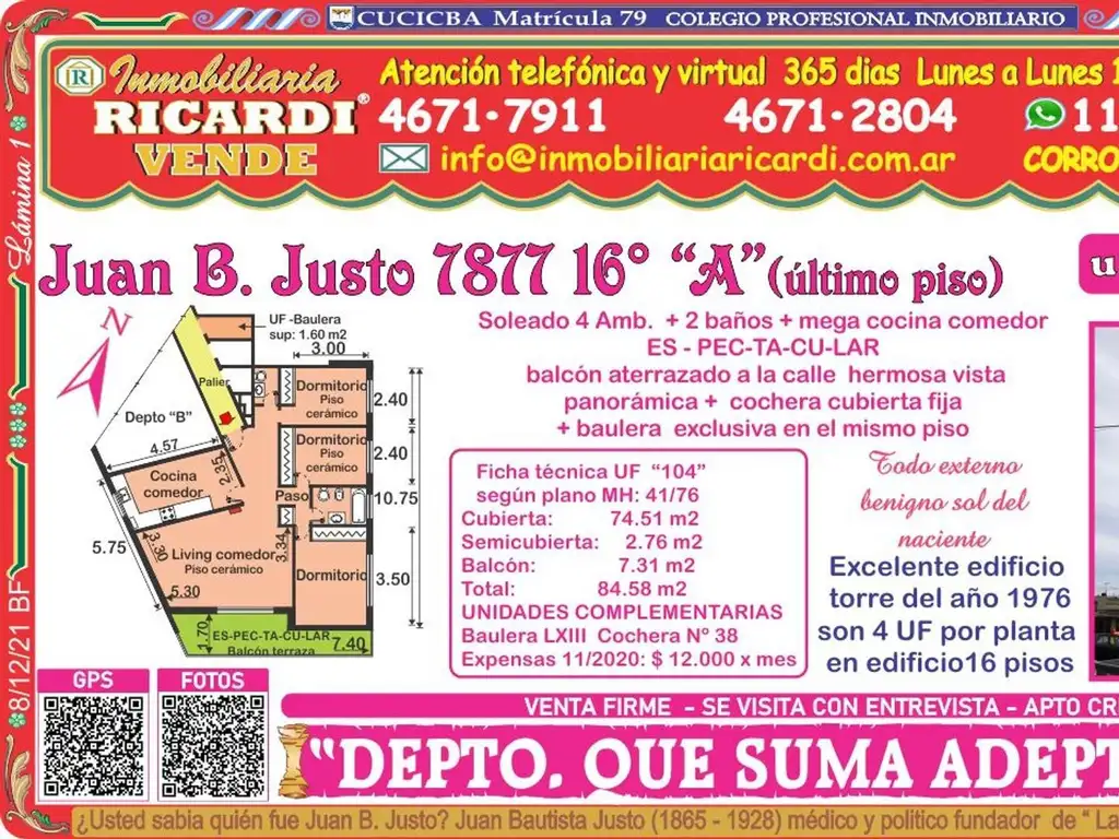 Departamento Venta Ambientes A Os Cochera M Juan B Justo