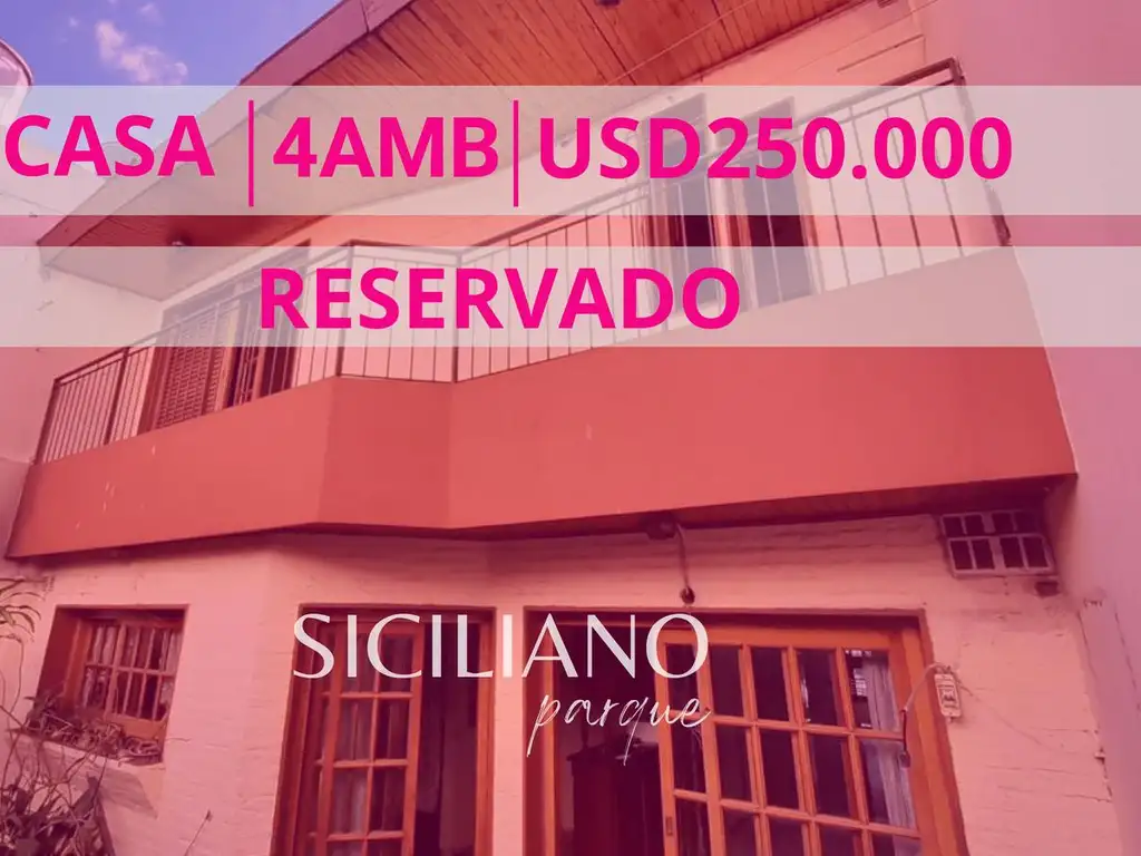 RESERVADO - Casa - Boedo - 4 amb c/garage, patio, balcón, quincho y parrilla s/lote propio. - 218m²