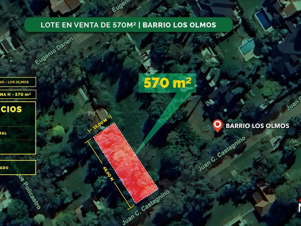 Terreno en lote 570m2 en Los Olmos Roldán