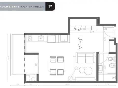 VENTA DEPARTAMENTO MONOAMBIENTE DE POZO EN CHACARITA