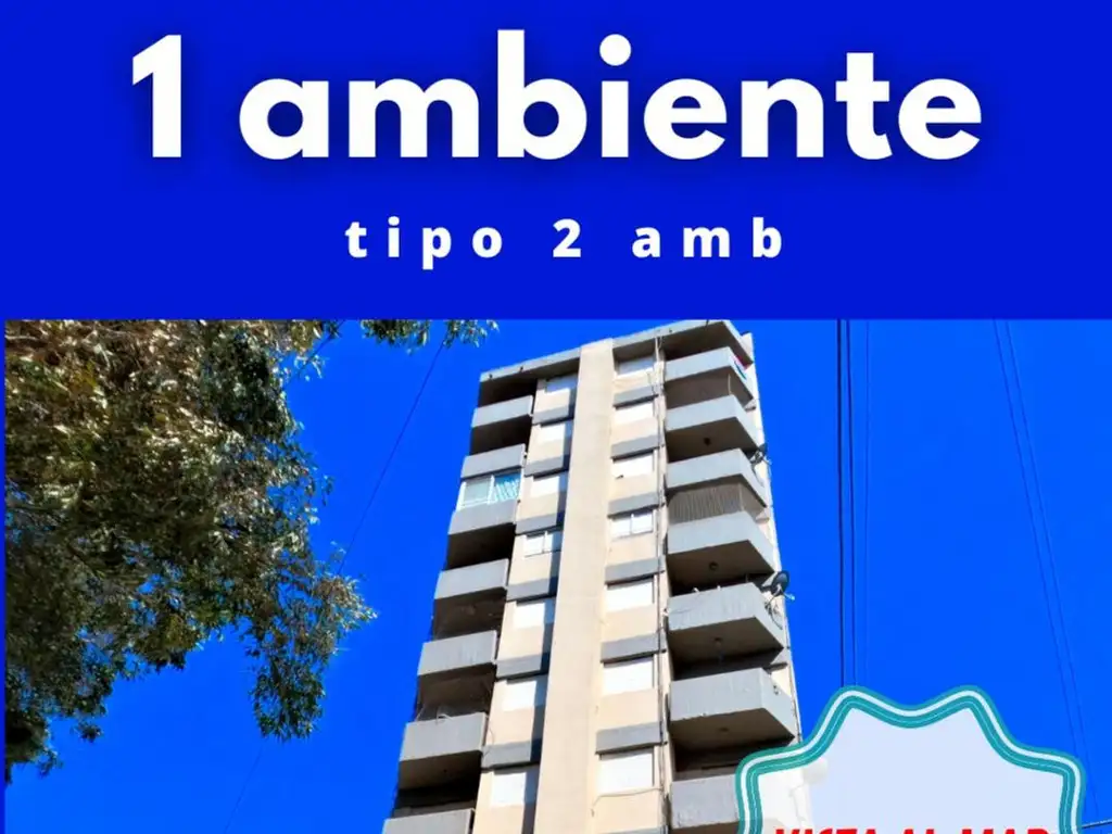 1 ambiente amplio, vista al mar parcial, 34 mts cub.