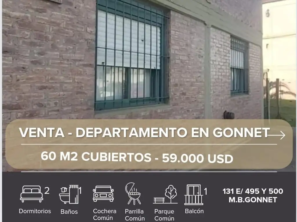 Venta de departamento en Gonnet 2 dormitorios