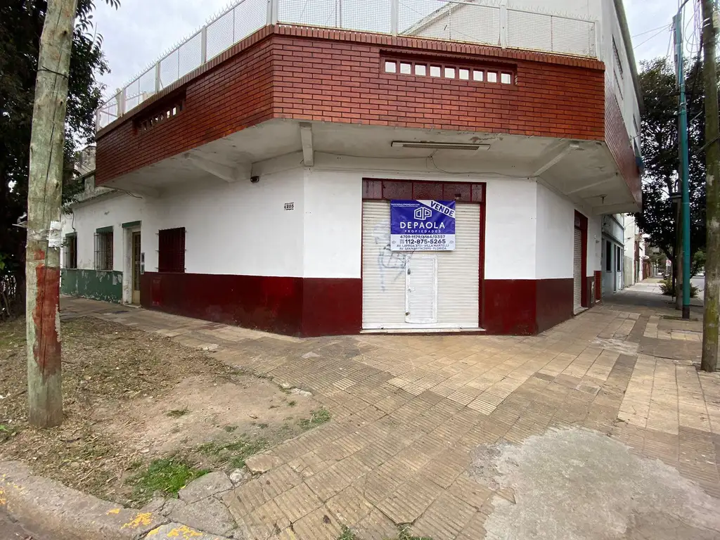 Venta Local en  Esquina con Vivienda 2 ambientes 1 dormitorio Patio - Vicente Lopez - Villa Martelli