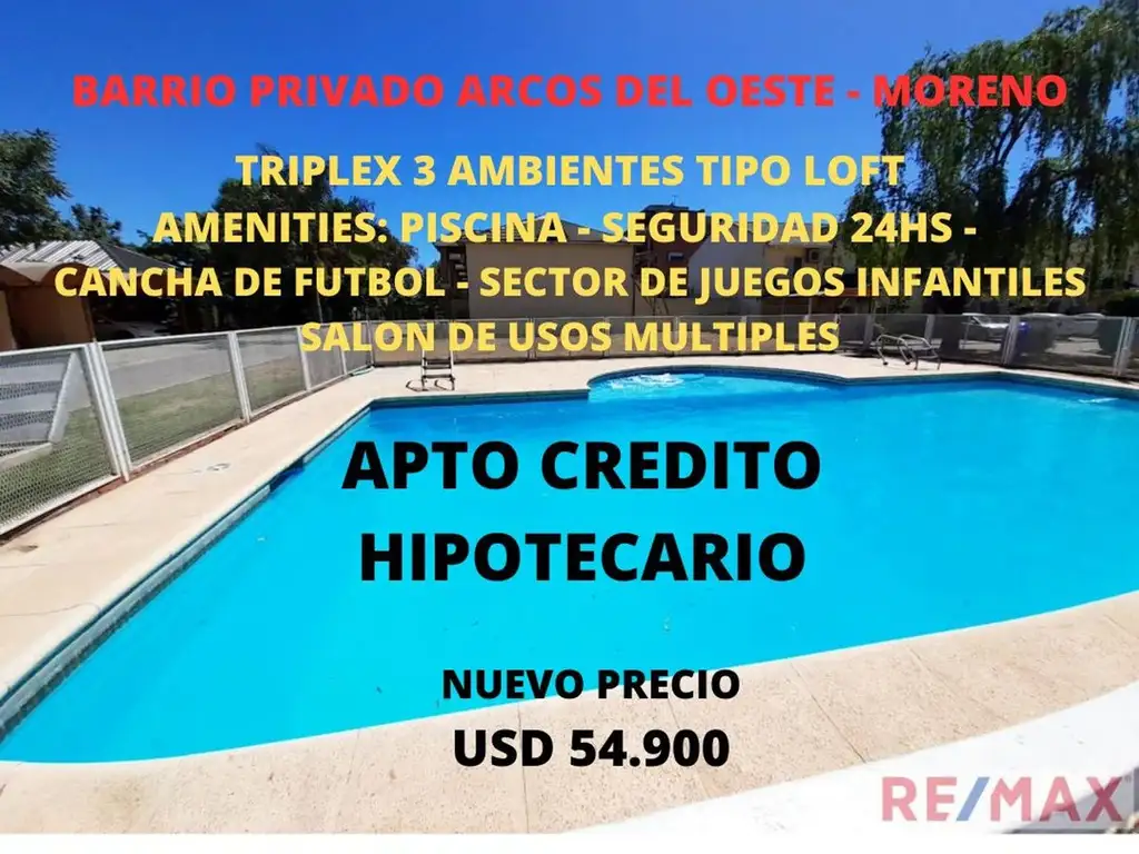 VENTA TRIPLEX MORENO BARRIO PRIVADO APTO CREDITO