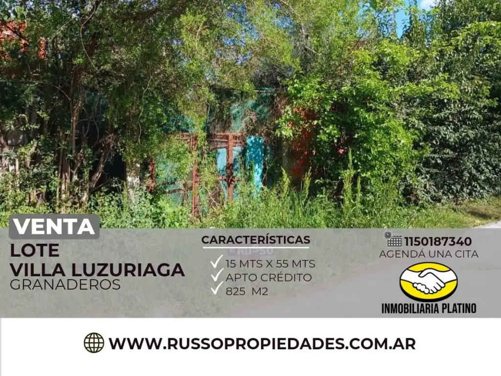 Venta lote Villa Luzuriaga 825 mtrs