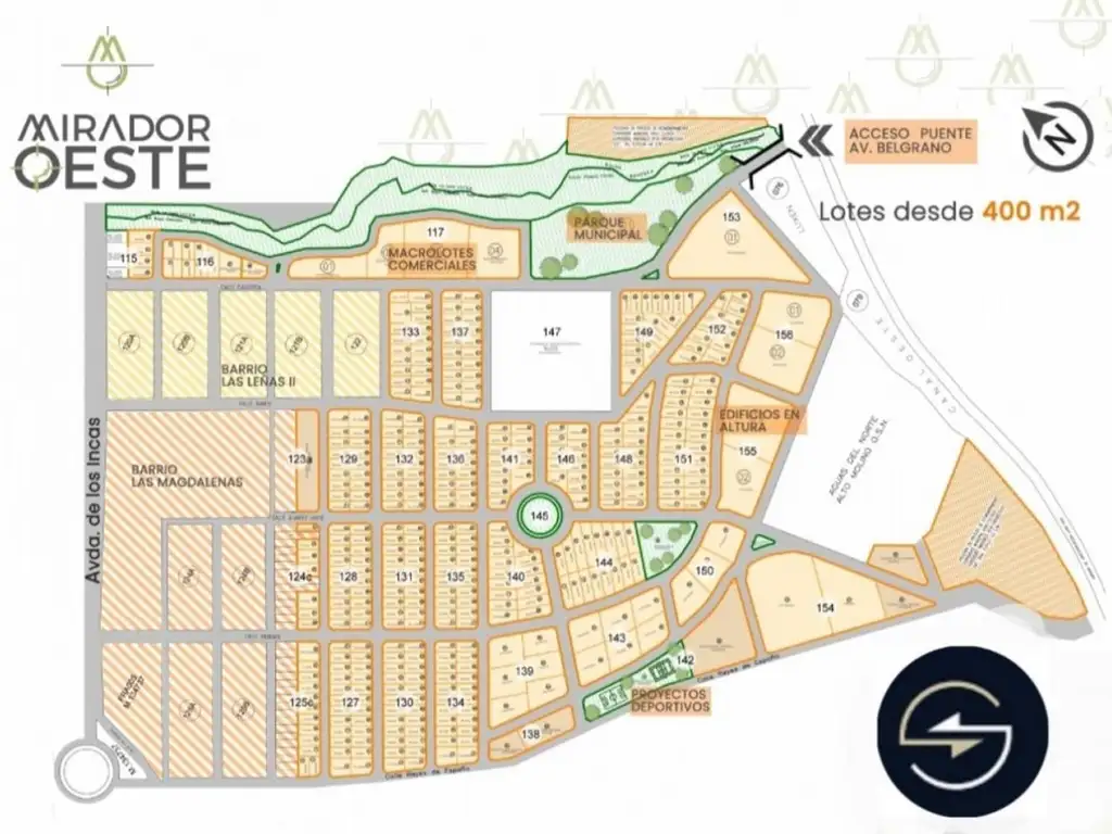 Mirador del Oeste Lotes vta  400 m2 a 1000 m2 Grand Bourg