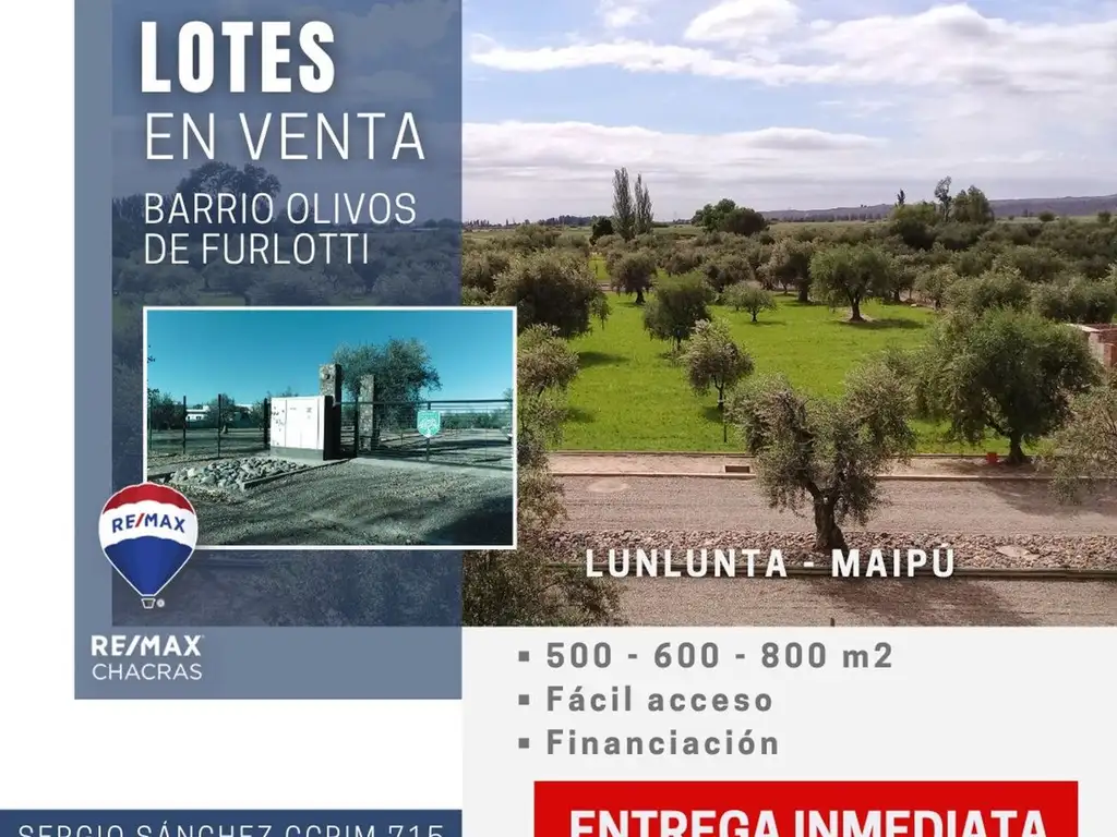 Lote esquina en venta apto PH Olivos de Furlotti