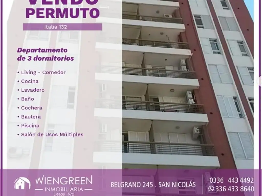 Vendo o permuto departamento céntrico de 3 habitaciones