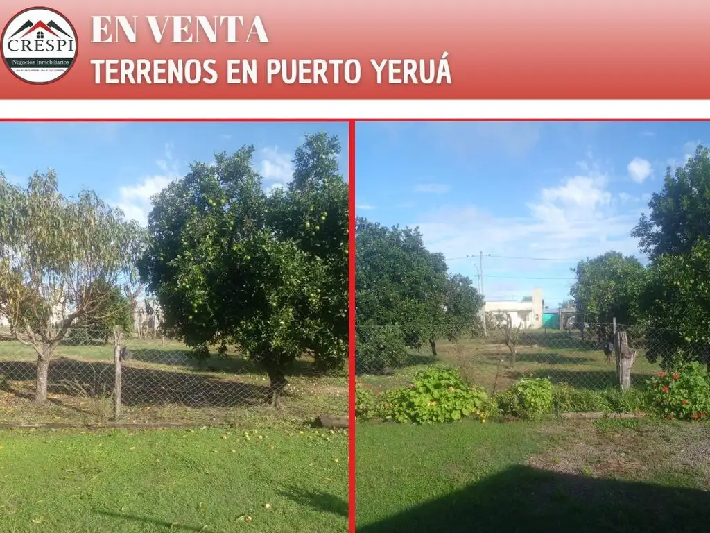 2 Terrenos Puerto Yerua 300m2 cada uno