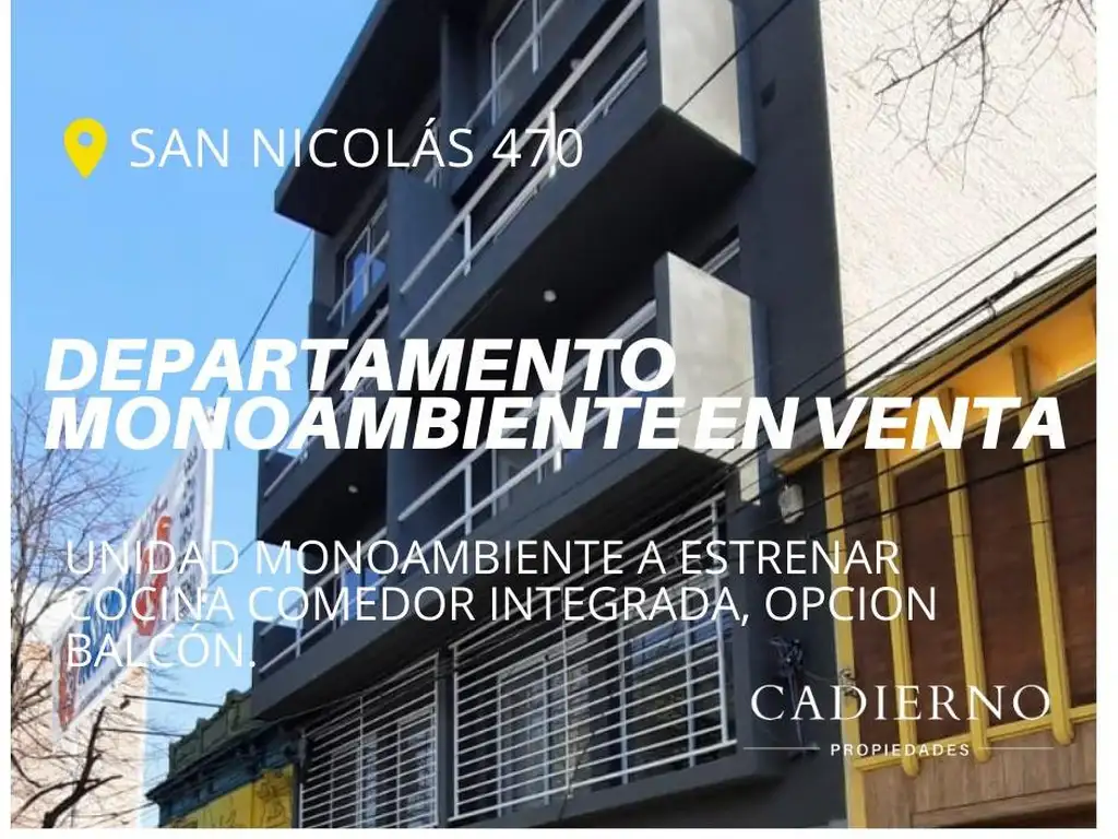 Departamento Monoambiente en San Nicolás 470.