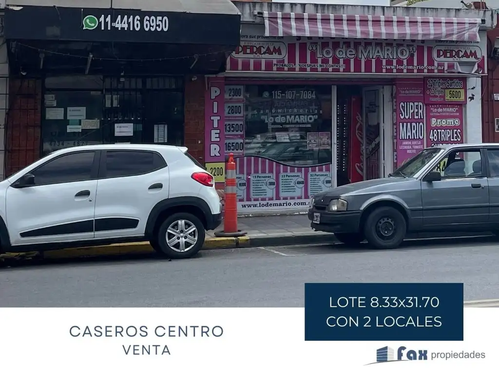 SOBRE Av. San Martin al 2000, Lote de 8.33x31.7 con 2 Locales comerciales y Fondo libre. OPORTUNIDAD