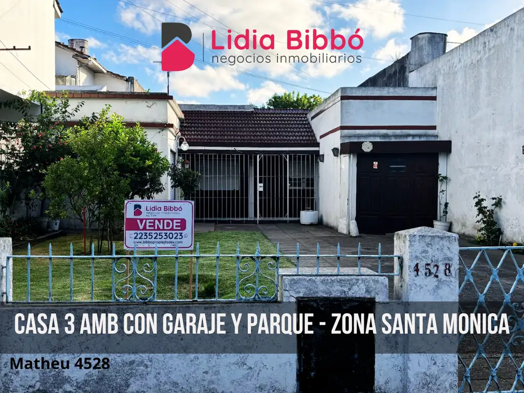 CASA 3 AMB con GARAJE y PARQUE - MAR DEL PLATA