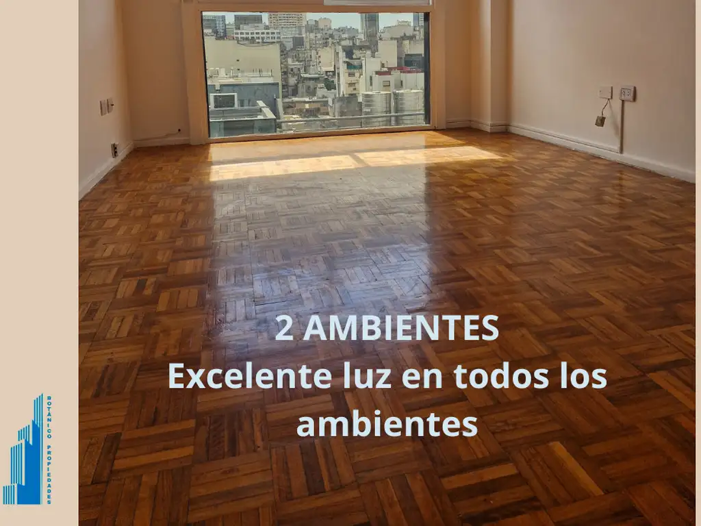 Centro 2 ambientes de 38 mts,  con mucha luz en todos los ambientes, cocina y baño completo.