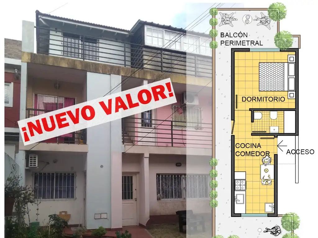 ¡NUEVO VALOR! DPTO 2 AMBIENTES EN VENTA EN EXCELENTE ZONA DE SAN JUSTO CENTRO. ¡CON 23 M2 DE BALCON!