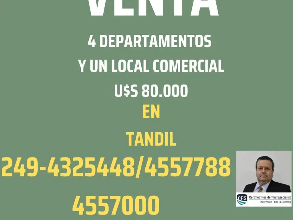 Oportunidad 4 departamentos más local Tandil