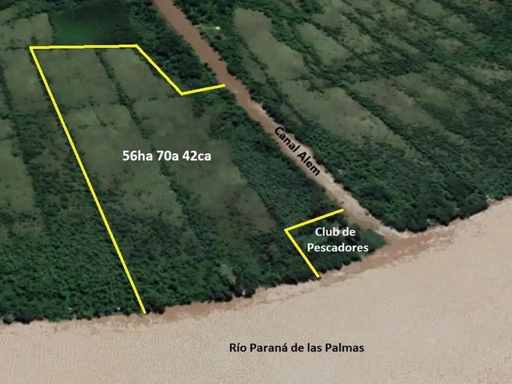 Terreno en isla en Rio Paraná de las Palmas y Canal Alem