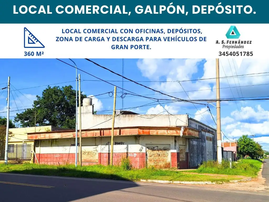 esquina COMERCIAL, LOCAL+DEPÓSITO+GALPÓN