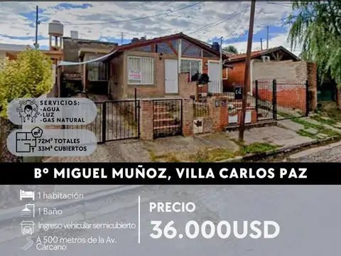 PH 1 DOR C/COCHERA EN VENTA- B° MIGUEL MUÑOZ- Villa Carlos Paz