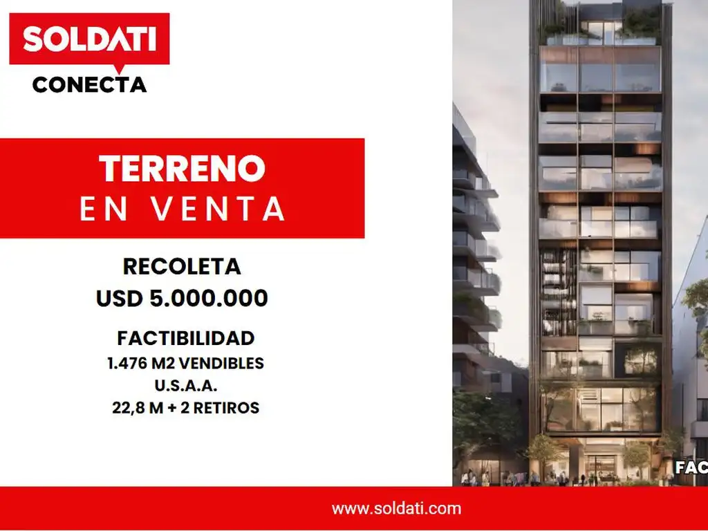 Terreno  de 360m2 en Venta - Recoleta