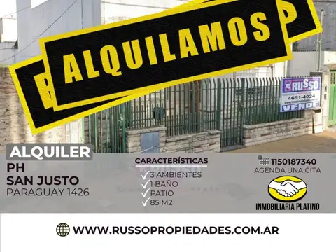 Alquiler PH 3 Ambientes San Justo