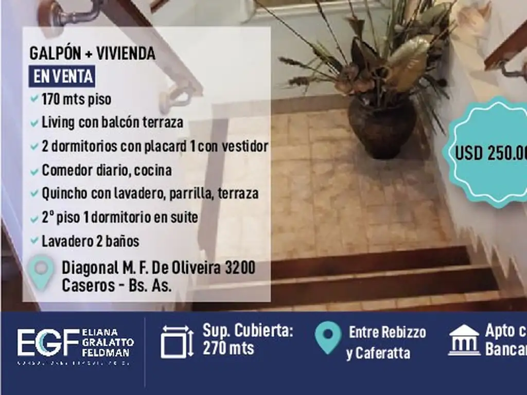 Venta Galpon + vivienda