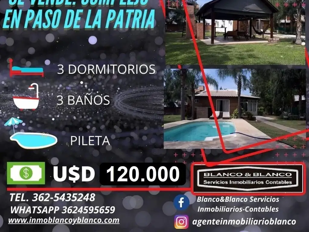 SE VENDE: PASO DE LA PATRIA, lote con cabañas