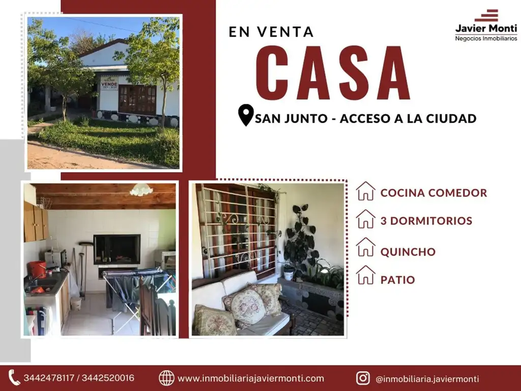 VENDO CASA EN LA LOCALIDAD DE SAN JUSTO - 500 M2 TERRENO