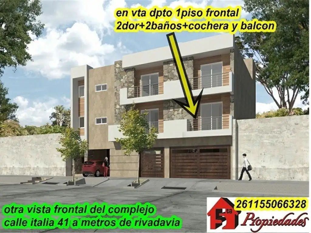 G.Cruz: Italia y Rivadavia -Dpto. Frontal a estrenar-  82m2-