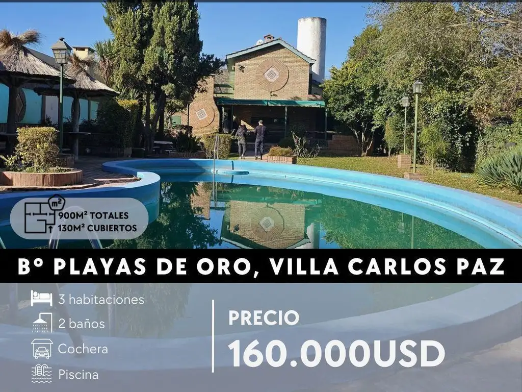 Casa de 3 dor con pileta en Playas de Oro, VIlla Carlos Paz