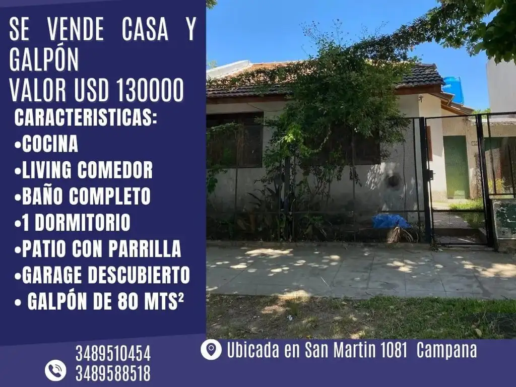 CASA Y GALPON EN VENTA APTO CREDITO