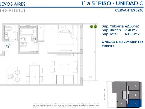 Departamento 3 ambientes con 2 baños