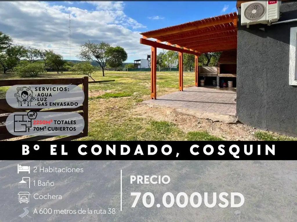 VENTA CASA A ESTRENAR 2 DORMITORIOS TOTALMENTE EQUIPADA EN BARRIO EL CONDADO - COSQUÍN