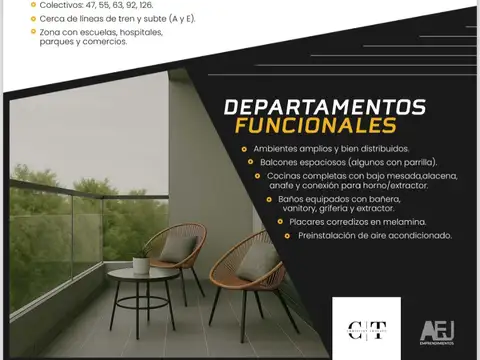 Departamento 2 ambientes con 1 baño
