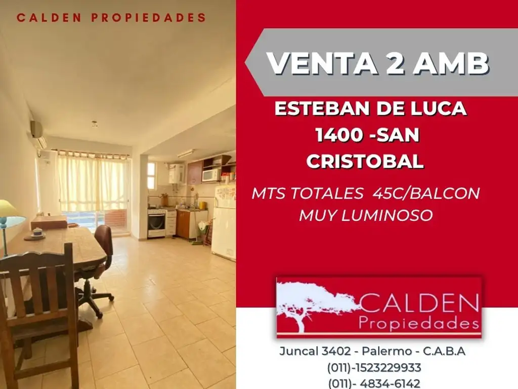 Venta depto.2 Ambientes Esteban de Luca 1400 San Cristobal