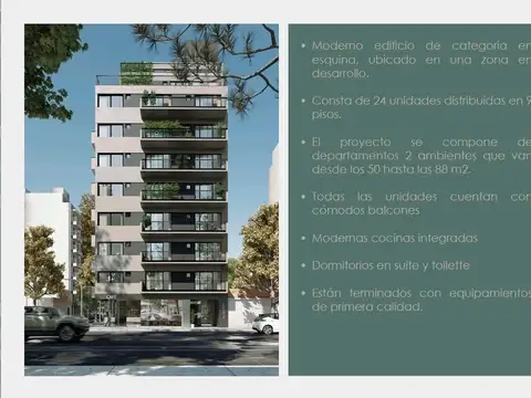 Departamento 2 ambientes con 2 baños