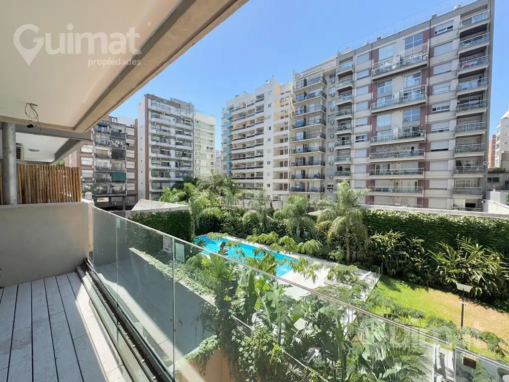 62 m2. Excelente 2 amb.  gran balcón Corrido. Opcional Cochera Full amenities