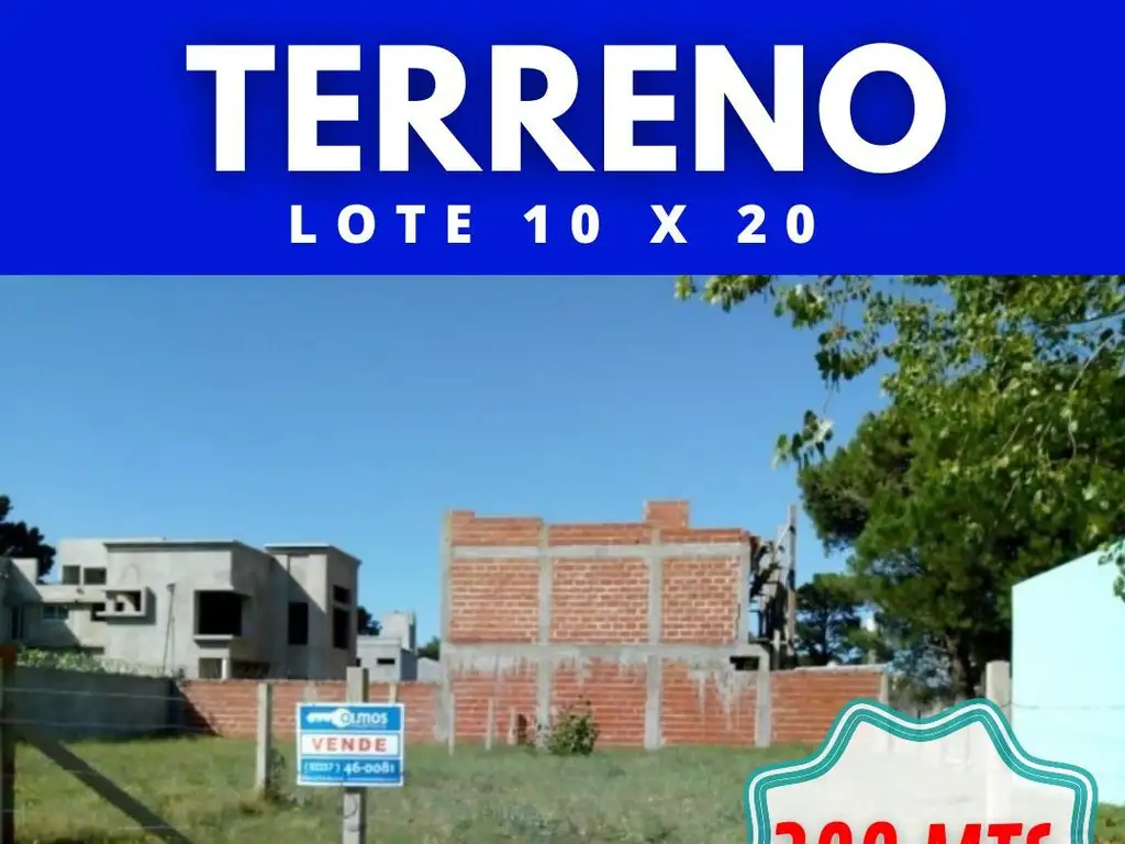 Lote 10 x 20, todos los servicios