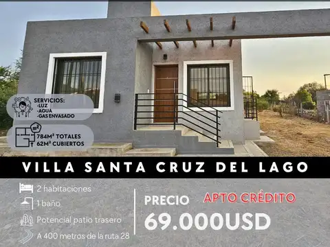 Casa a estrenar de 2 dormitorios en Villa Santa Cruz Del Lago - Punilla