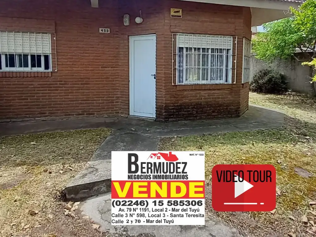 Venta casa 4 ambientes sola en amplio lote calle 66 entre 4 y 5 Mar del Tuyu