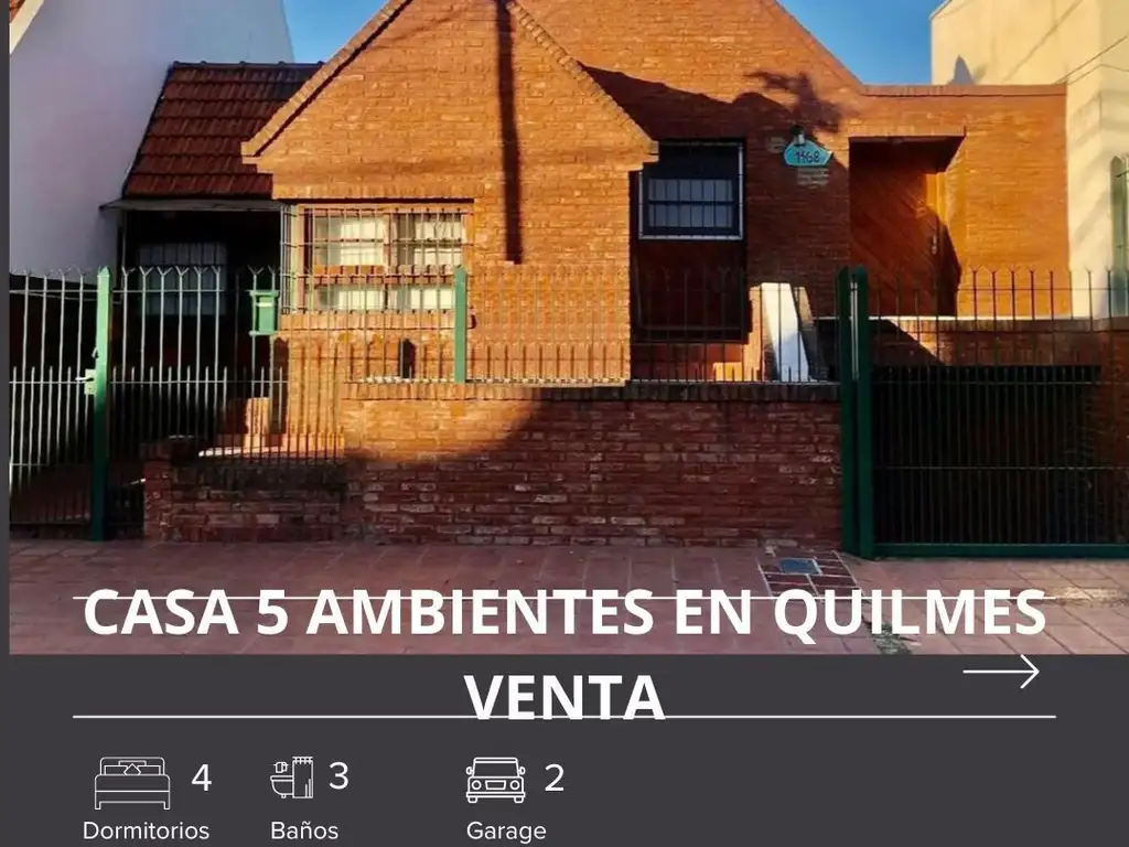 Venta de Casa 5 AMBIENTES QUILMES