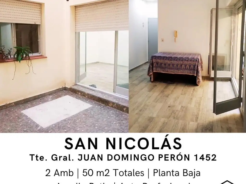 VENTA DEPTO 2 AMB C/PATIO APTO PROF. EN SAN NICOLÁS