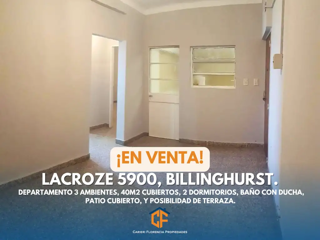 DEPARTAMENTO 3 AMBIENTES, CON PATIO INTERNO Y POSIBILIDAD DE TERRAZA, EN VENTA Y BUEN ESTADO