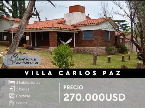 GRAN CASA CON TERRENO DE 1295M². LOS MANANTIALES - VILLA CARLOS PAZ