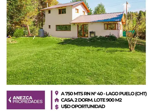 SE VENDE CASA 2 DORMITORIOS, LOTE 900 M2, LAS GOLONDRINAS, LAGO PUELO