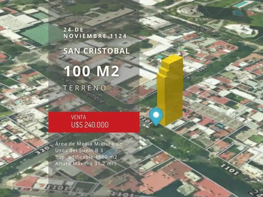 Terreno 100 m² - 24 de Noviembre entre Av San Juan y Humberto Primo