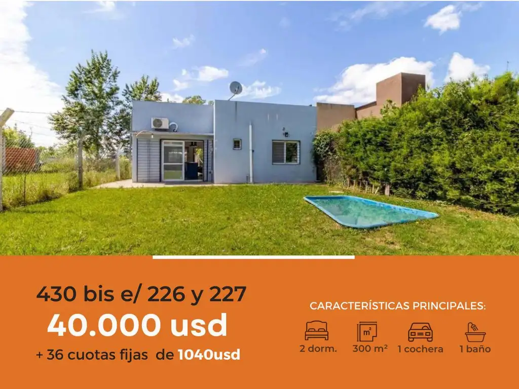 Casa en venta - 2 dormitorios 1 baño - 300mts2 - Arturo Seguí [FINANCIADA]