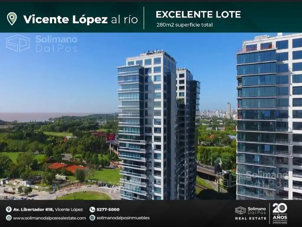 Excelente terreno de 540mts sobre doble frente de 22mts  - La Lucila-Libert./Rio