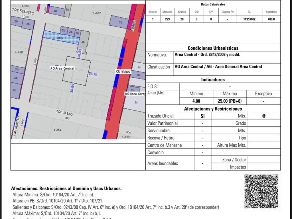 Terreno a la venta en San Martin al 1300. Ideal para constructoras. Acepta permuta en gran parte