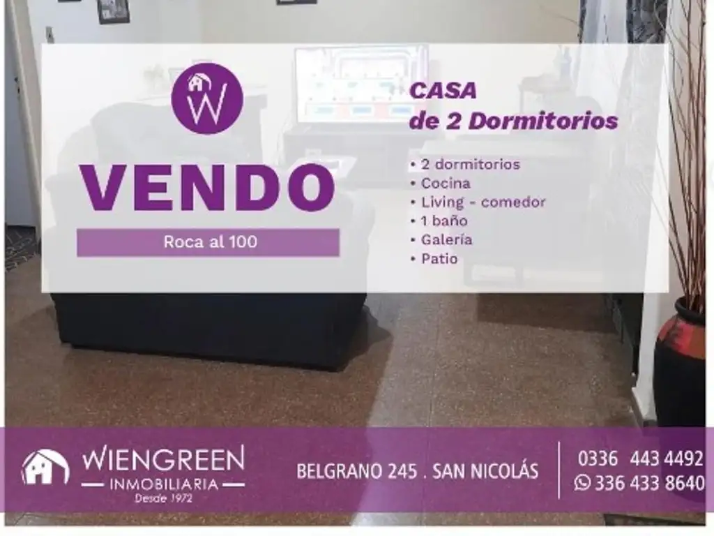 Vendo casa de 2 dormitorios