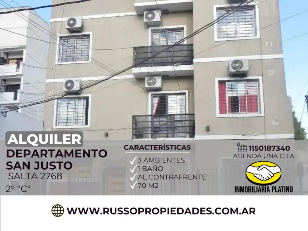 Alquiler departamento 3 ambientes San Justo